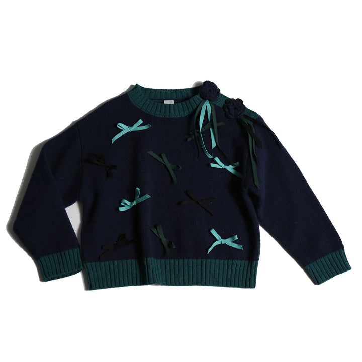 KT68S-MARISOL BOW SWEATER-SAPPHIRE