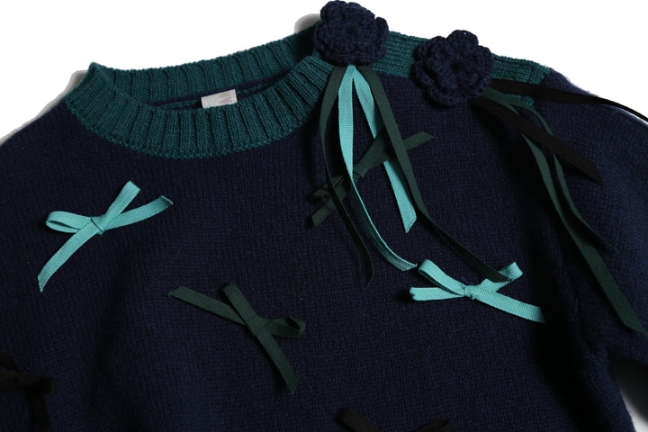 KT68S-MARISOL BOW SWEATER-SAPPHIRE