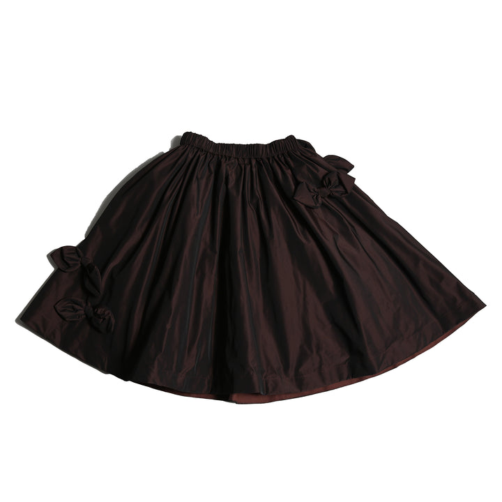 SK158V-ESTRELLA BOW EMBELLISHED SKIRT-RAISIN