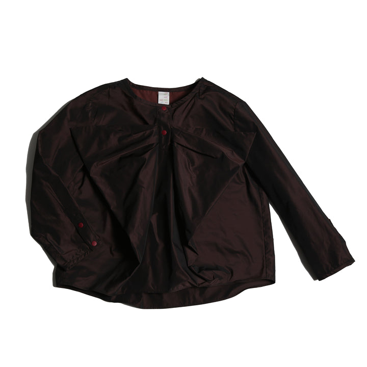 TP200S-ESTRELLA DRAPED BOW BLOUSE-RAISIN