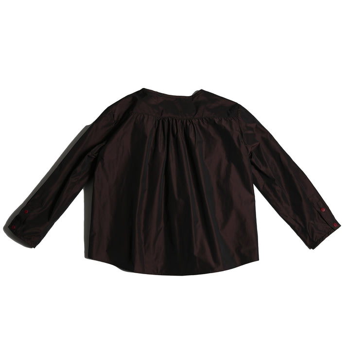 TP200S-ESTRELLA DRAPED BOW BLOUSE-RAISIN
