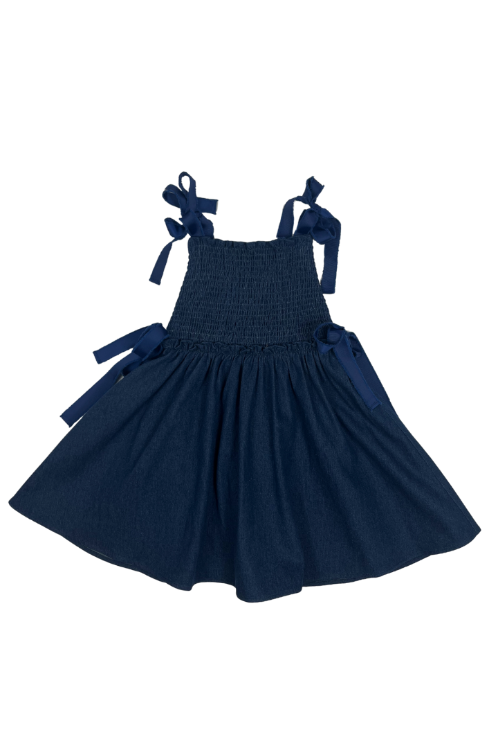 FW26-DR376S GIA SMOCKED PINAFORE - DENIM