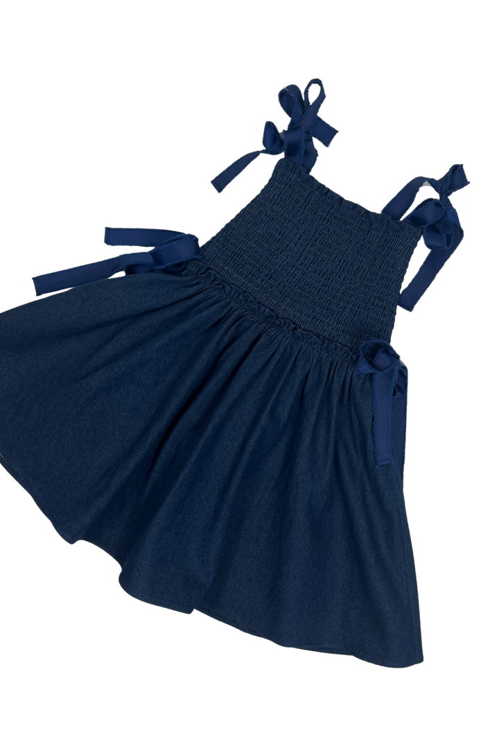 FW26-DR376S GIA SMOCKED PINAFORE - DENIM