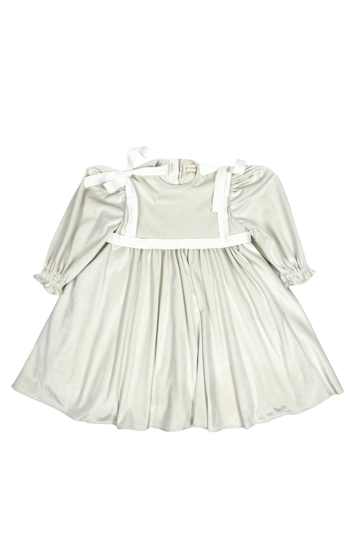 FW26-DR379L TEA LENGTH LUNA BIB DRESS (CUSTOM) - IVORY