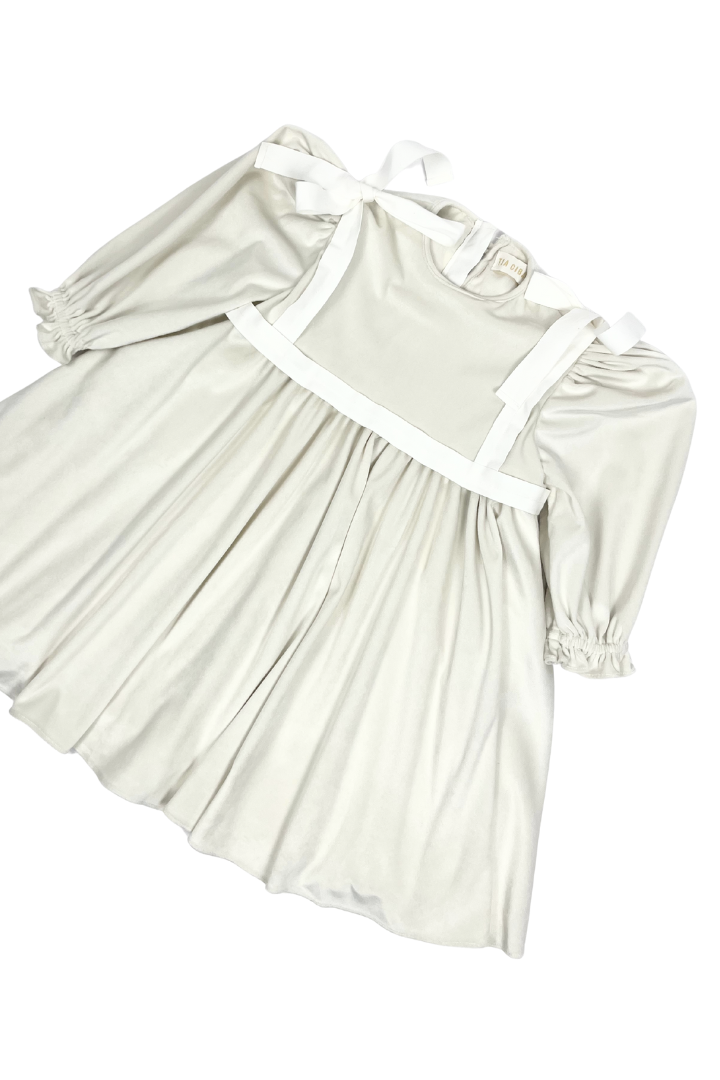 FW26-DR379L TEA LENGTH LUNA BIB DRESS (CUSTOM) - IVORY
