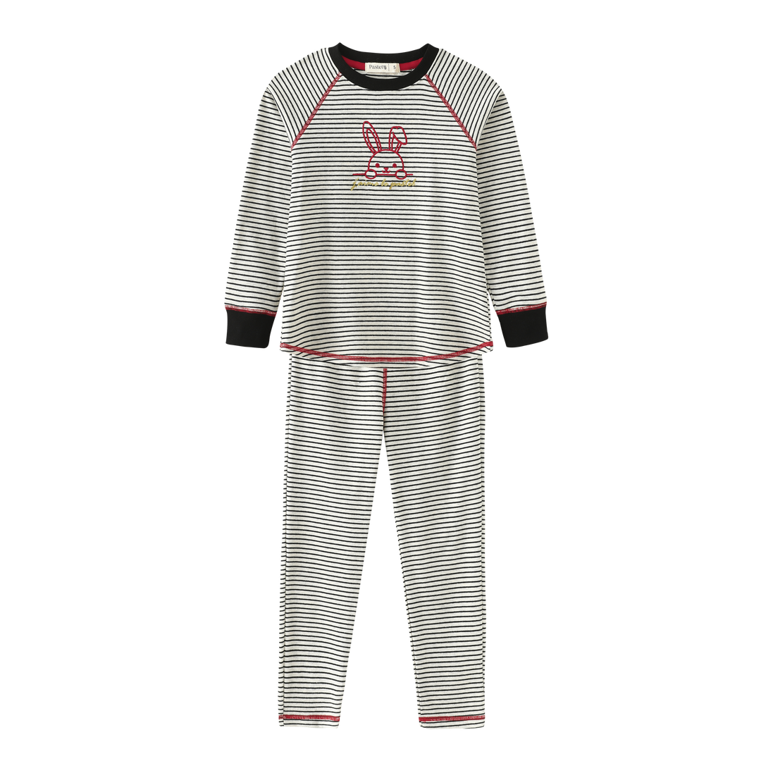 STRIPED BUNNY PAJAMA-BLACK STRIPED