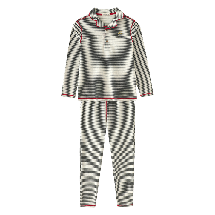STRIPED GRANDPA STYLE PAJAMA-BLACK STRIPED