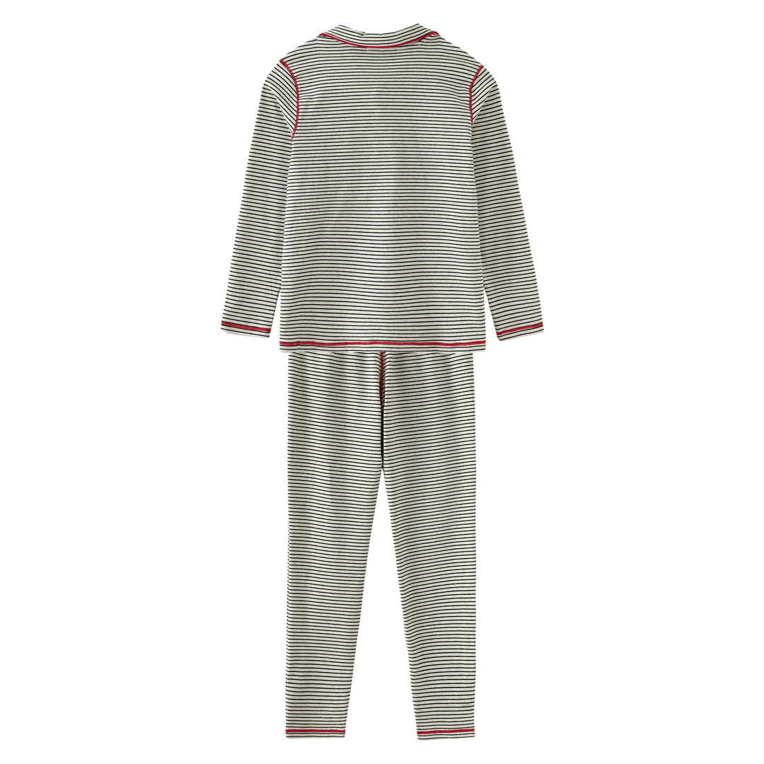 STRIPED GRANDPA STYLE PAJAMA-BLACK STRIPED