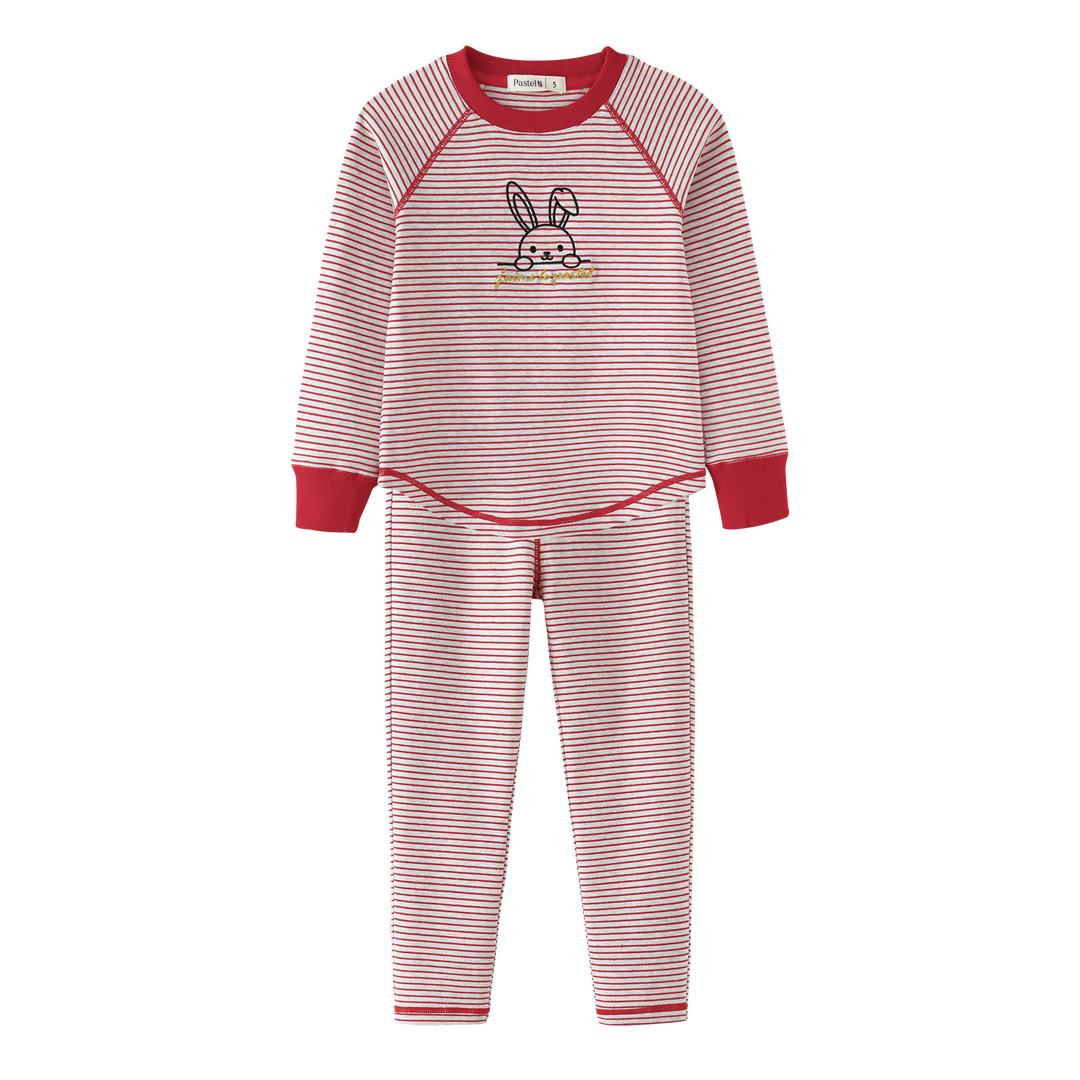 STRIPED BUNNY PAJAMA-RED STRIPED