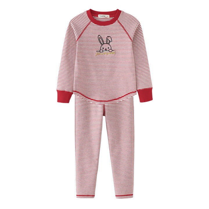 STRIPED BUNNY PAJAMA-RED STRIPED