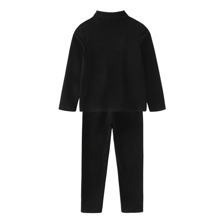 EMBROIDERED CROWN ROBE SET-BLACK