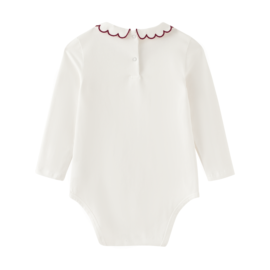 SCALLOPED COLLAR ONESIE-BURGUNDY