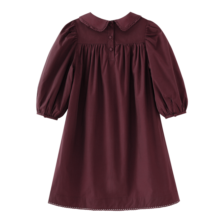 TAFFETA DRESS WITH TUCKS-BURGUNDY