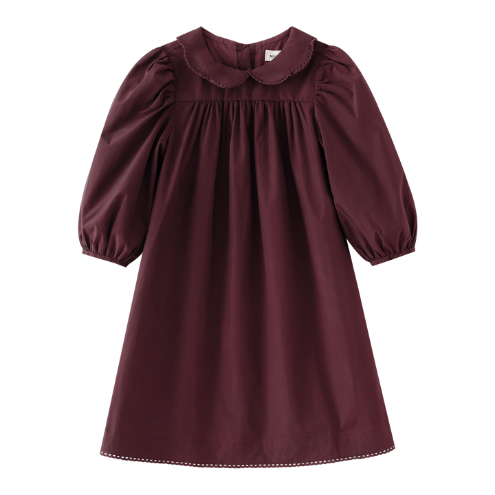 TAFFETA DRESS WITH TUCKS-BURGUNDY