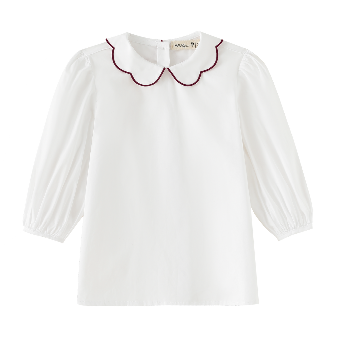 SCALLOPED COLLAR SHIRT-BURGUNDY
