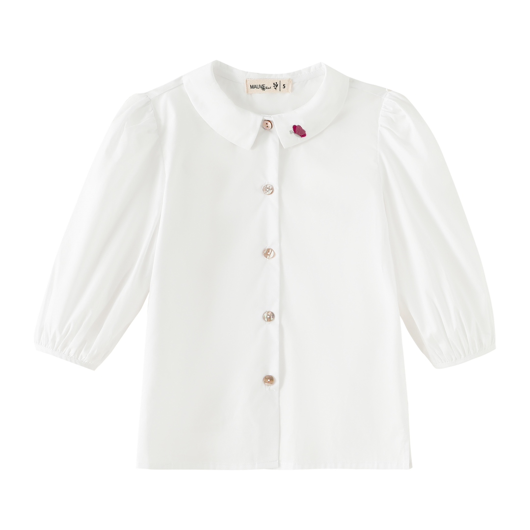SHIRT WITH EMBROIDERED COLLAR-WHITE