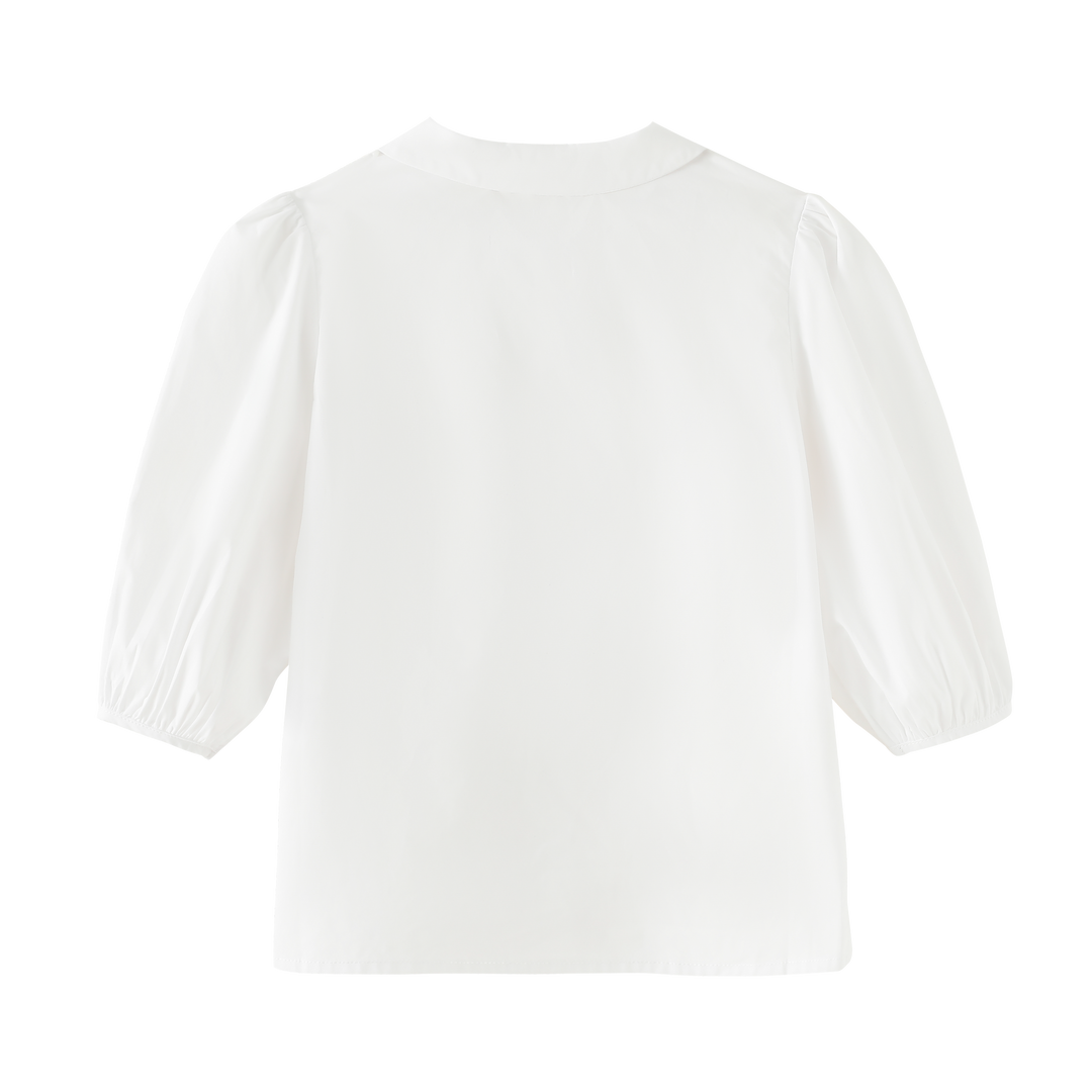 SHIRT WITH EMBROIDERED COLLAR-WHITE