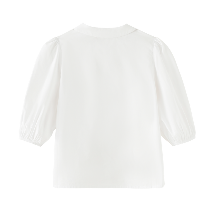 SHIRT WITH EMBROIDERED COLLAR-WHITE