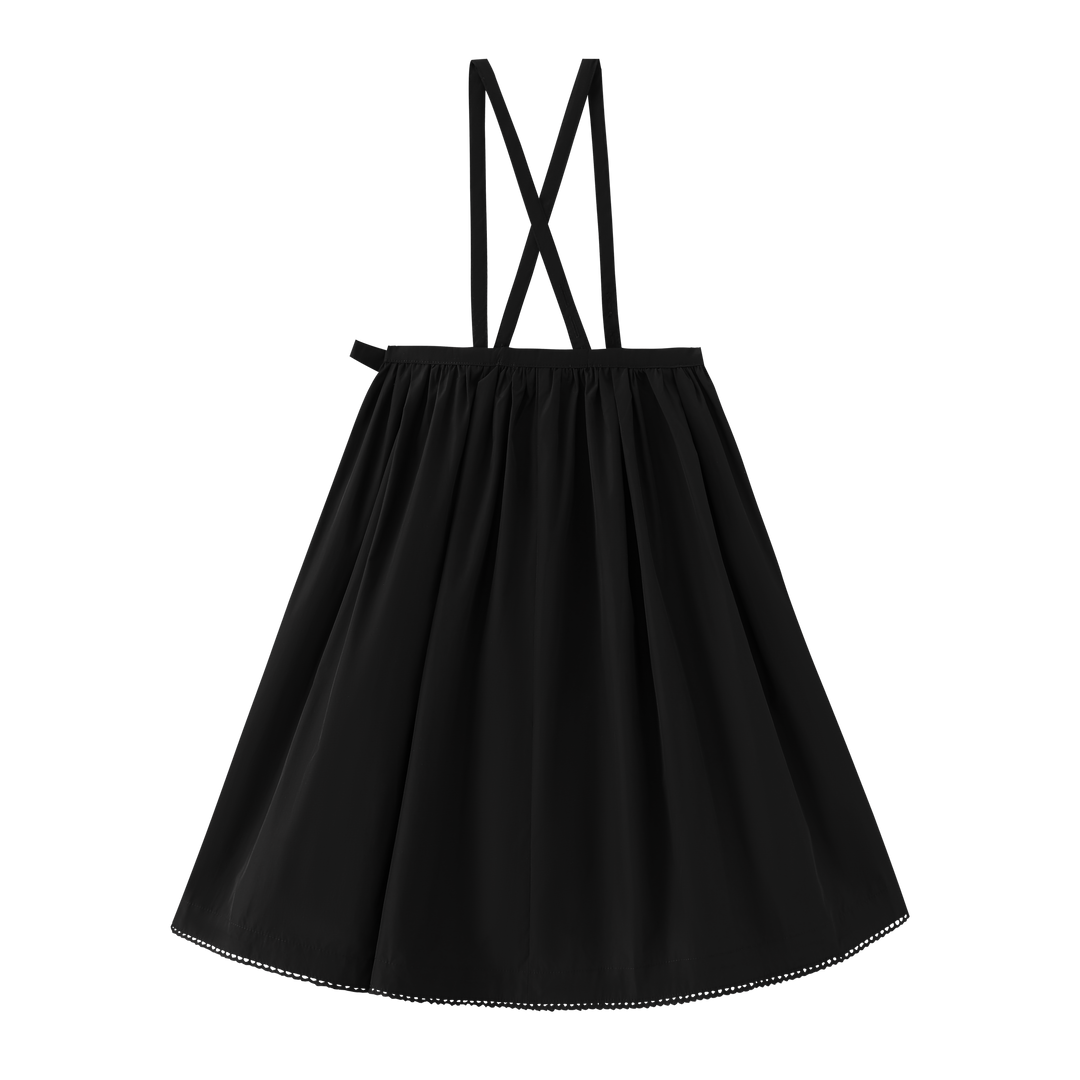 TAFFETA JUMPER WITH TIE-BLACK