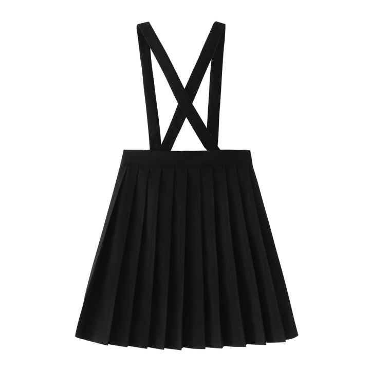 SCALLOPED SUSPENDER SKIRT-BLACK