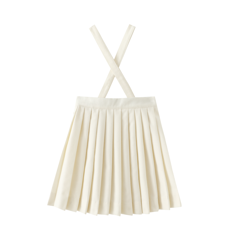 SCALLOPED SUSPENDER SKIRT-CREAM