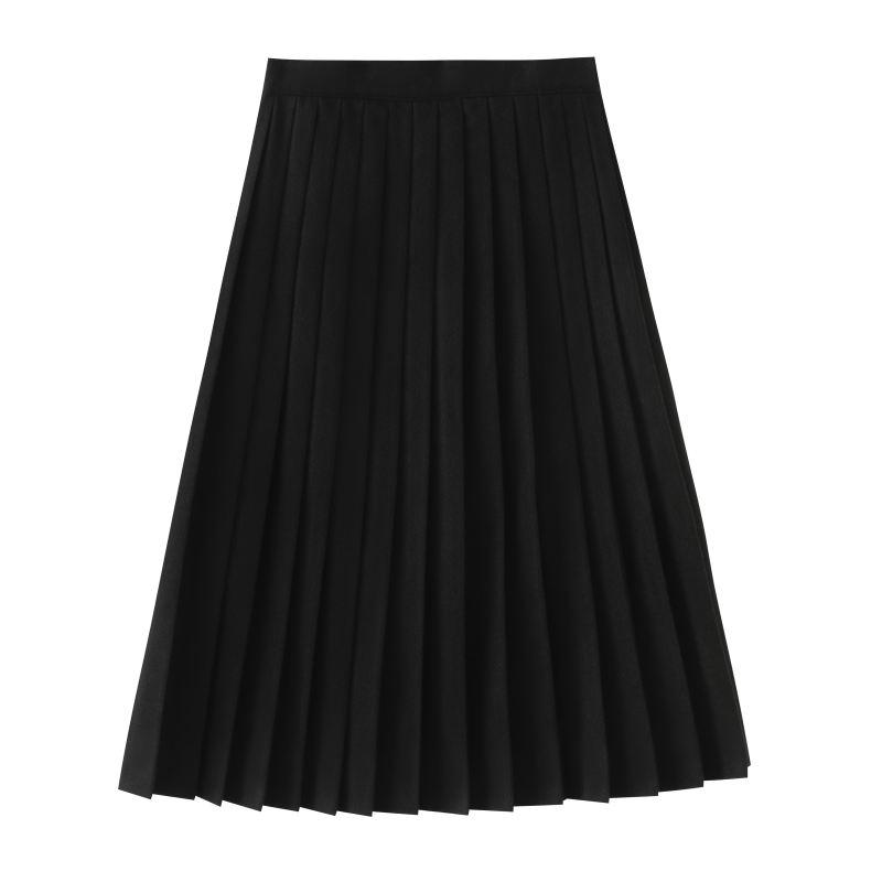 SCALLLOPED WOOL SKIRT-BLACK