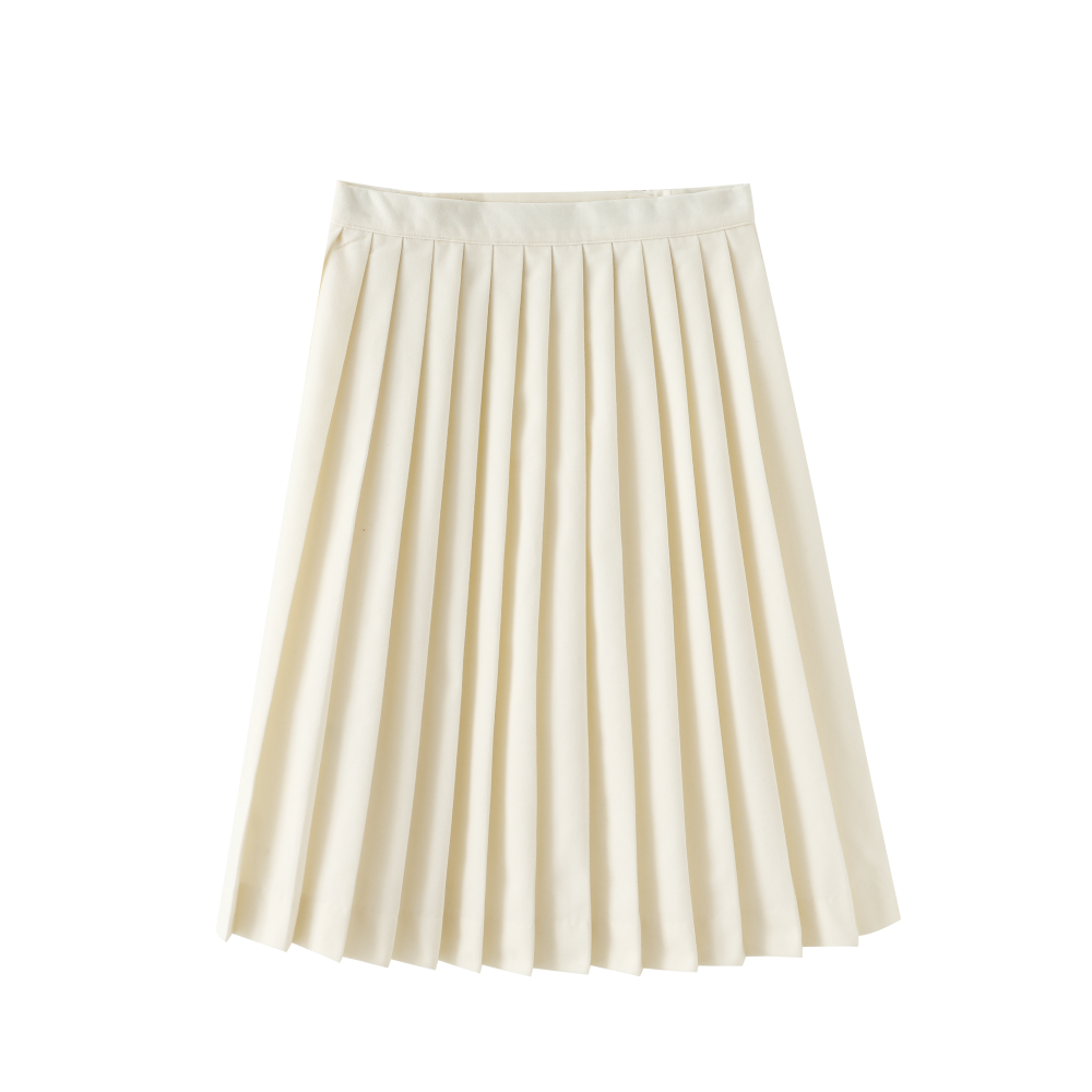 SCALLLOPED WOOL SKIRT-CREAM