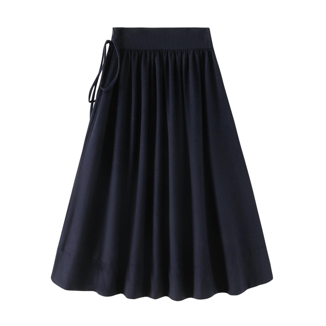 GATHERED YOKE TEENS SKIRT-NAVY