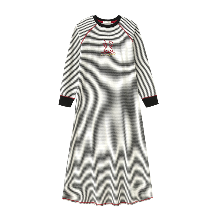STRIPED BUUNY NIGHTGOWN-BLACK STRIPED