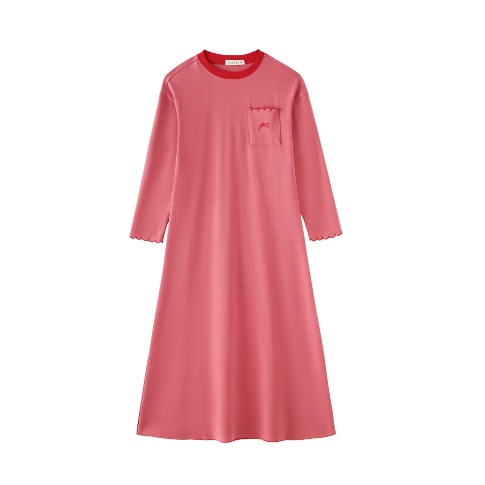 SCALLOPED NIGHTGOWN-PINK