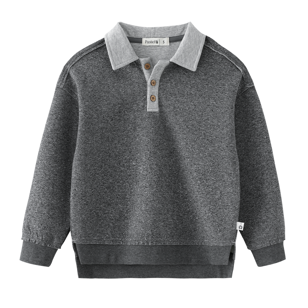 CONTRAST COLLAR POLO-GREY