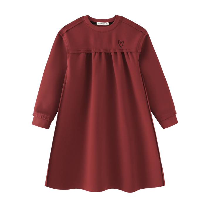 HIGH WAISTED DROP SHOULDER DRESS-BURGUNDY