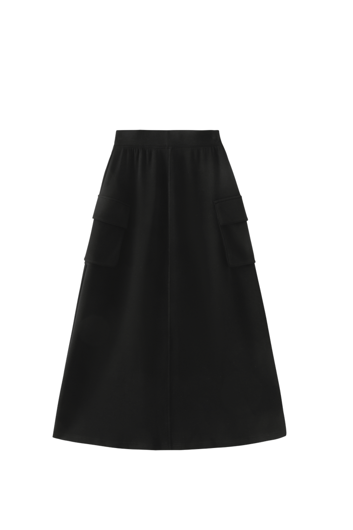 PONTE SKIRT WITH POCKETS-BLACK