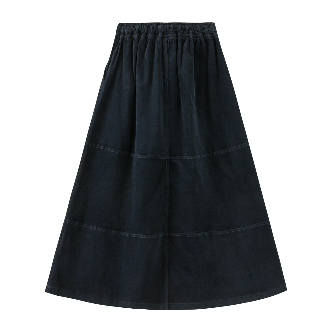 CORDUROY SKIRT WITH TIE-NAVY