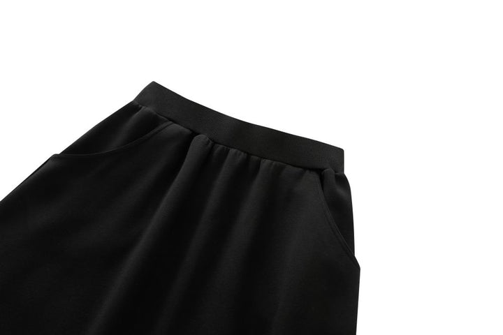 MIDI SKIRT WITH SIDE POCKETS-BLACK