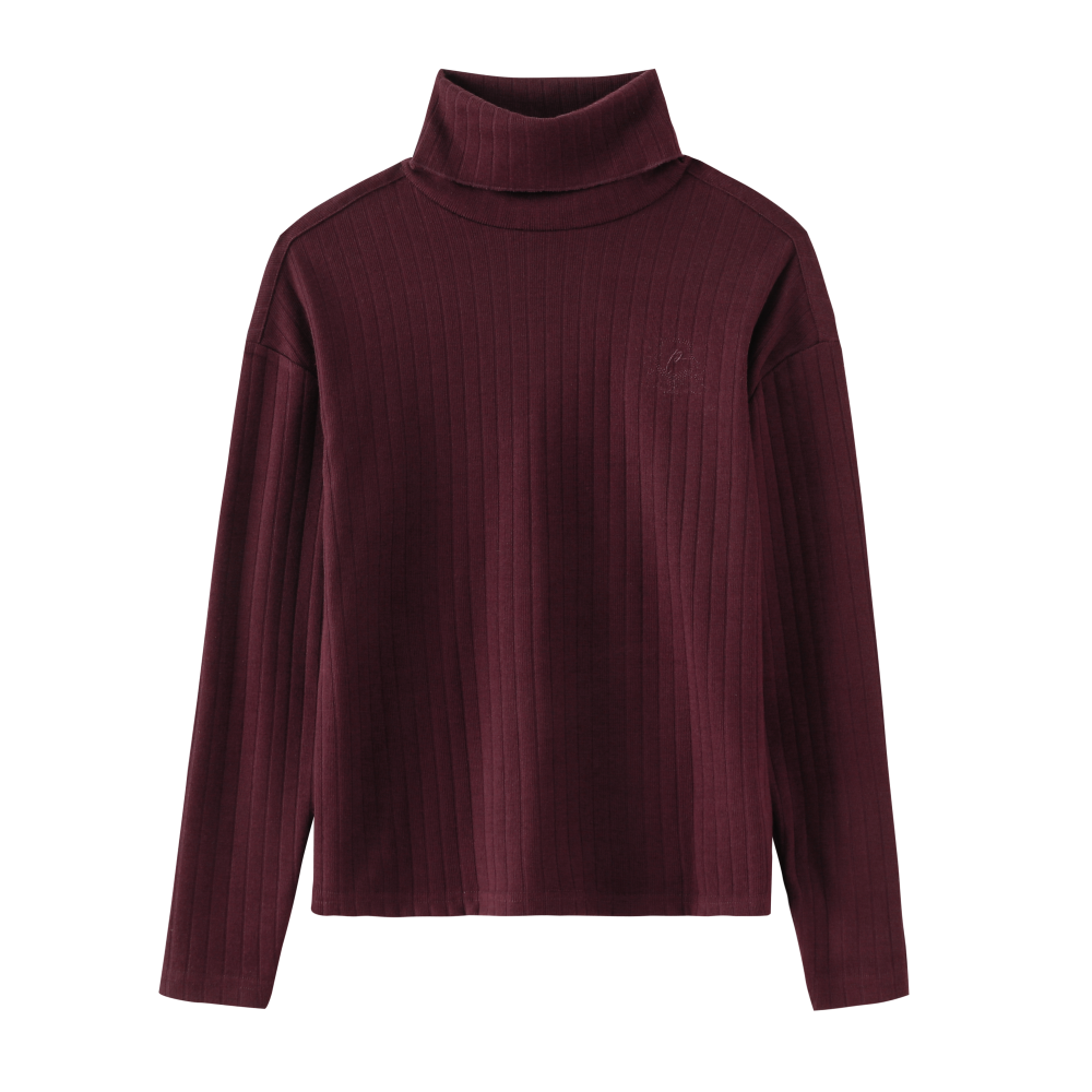 TEENS RIBBED TURTLENECK-BURGUNDY