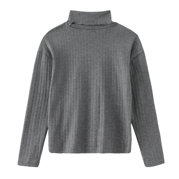 TEENS RIBBED TURTLENECK-GREY
