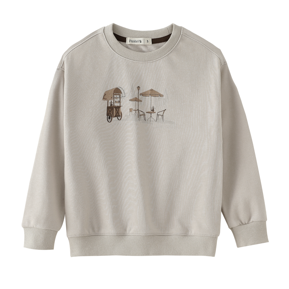 CAFFE GRAPHIC SWEATSHIRT-STONE