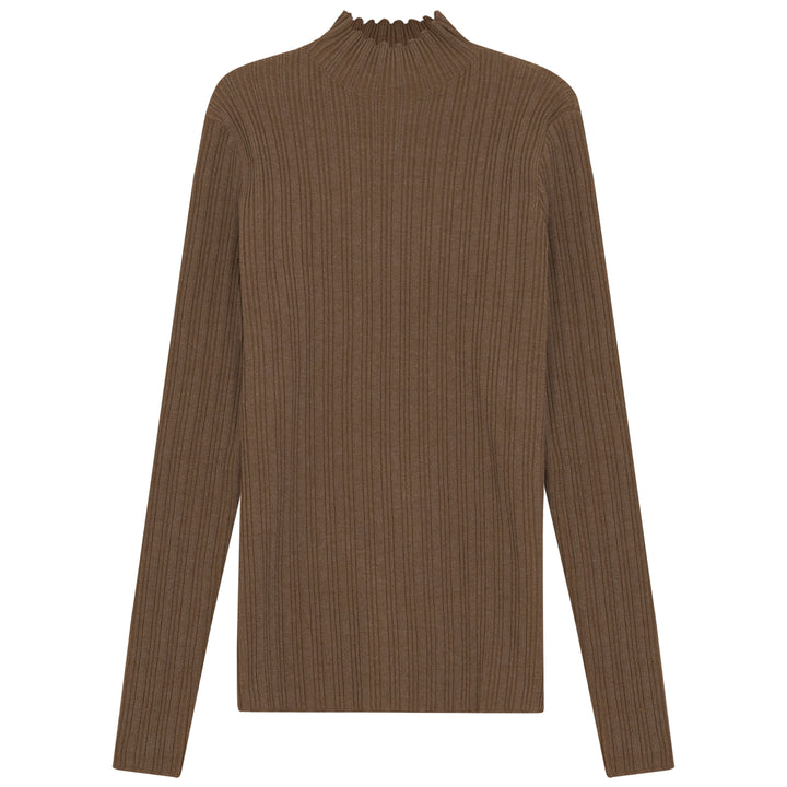 G730-RIBBED MOCK NECK-CAMEL