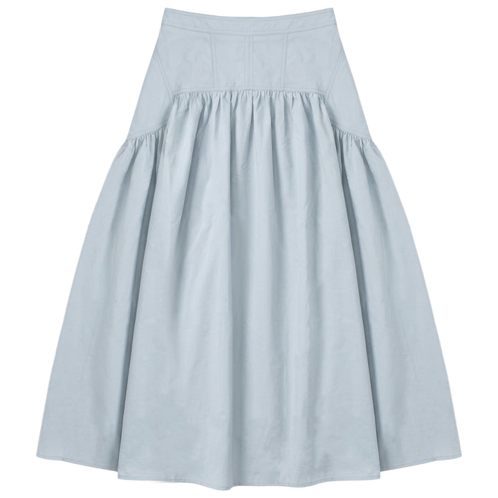 G862 LOW CUT FULL TAFFETA SKIRT-BLUE