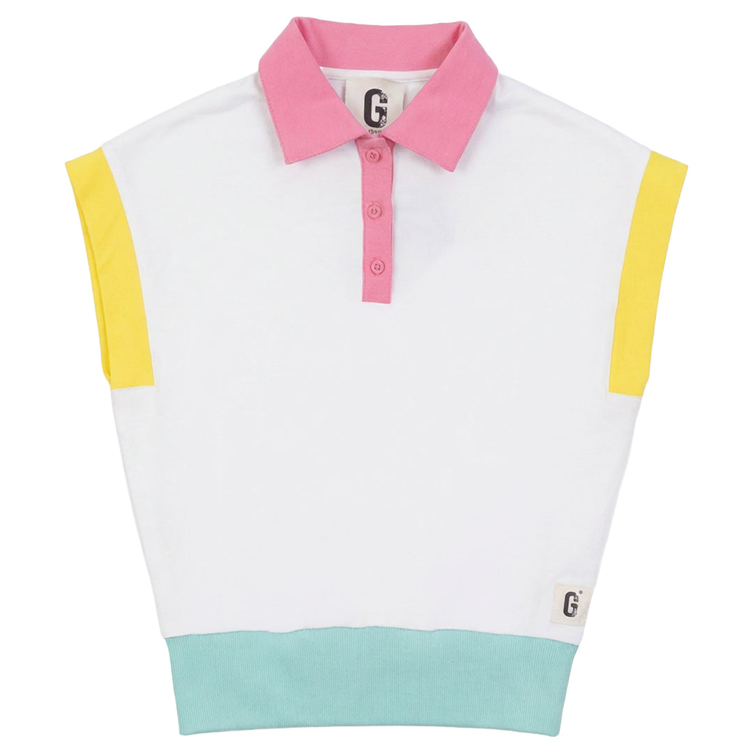 G885 COLOR BLOCKED POLO VEST-WHITE