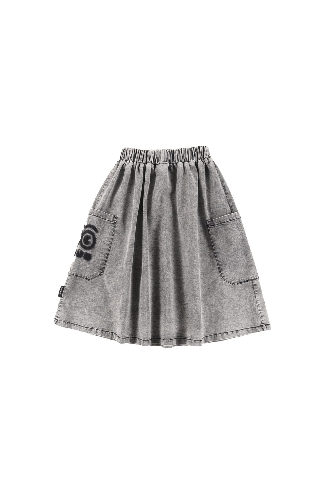 GDS01 TIME-Skirt MIDI-LIGHT GREY stone wash