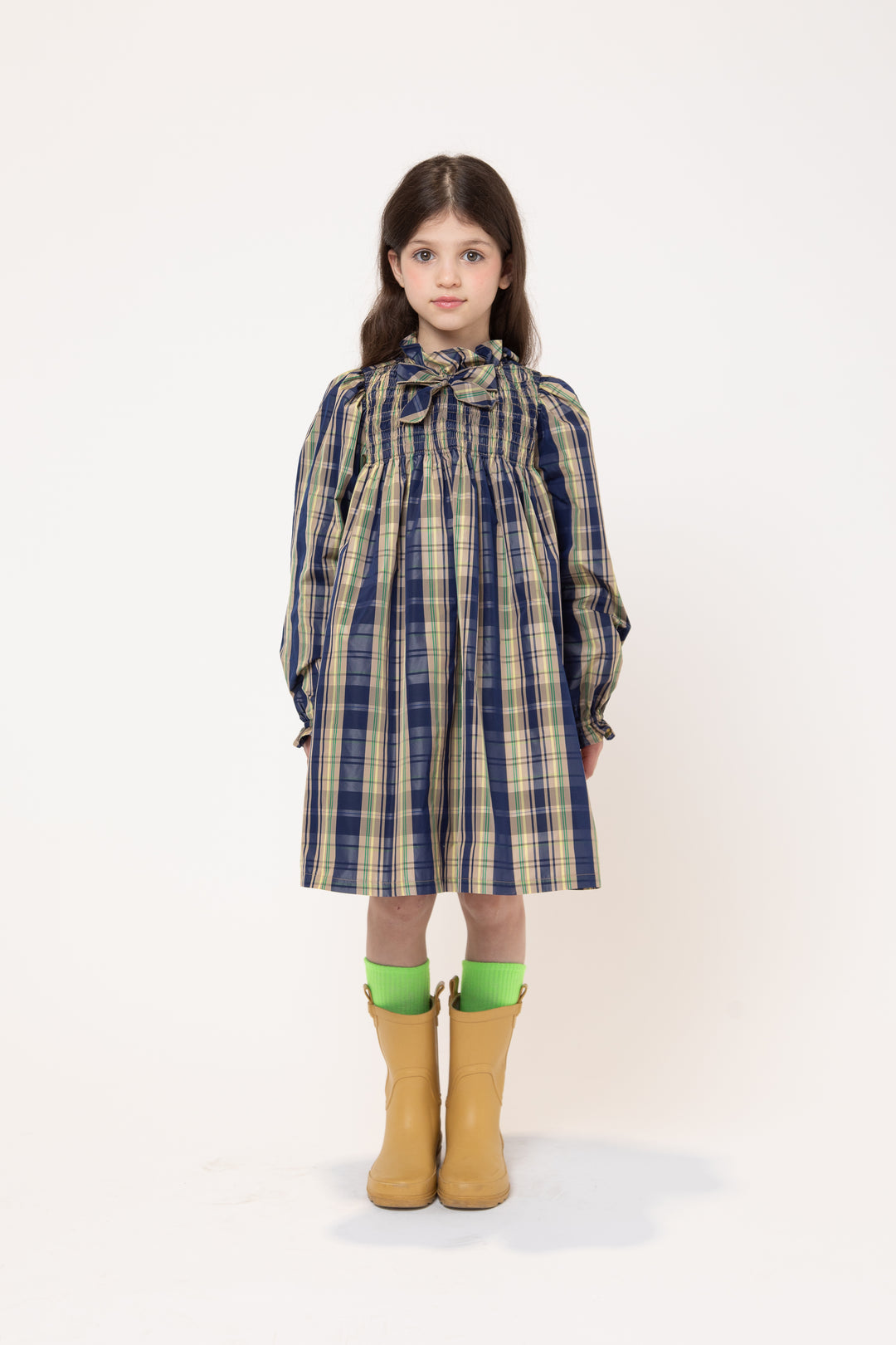 BF12WB034 LONG GIRELLA DRESS - QUADRO BLU