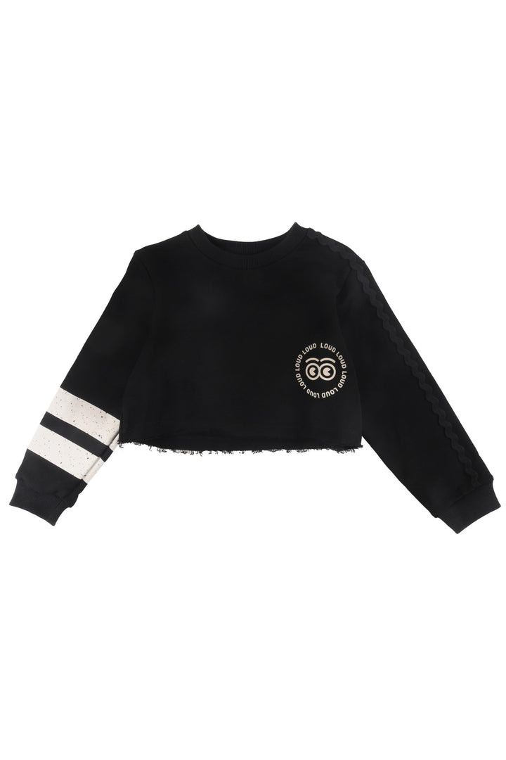 GJ01 FUN-Sweater crop-BLACK
