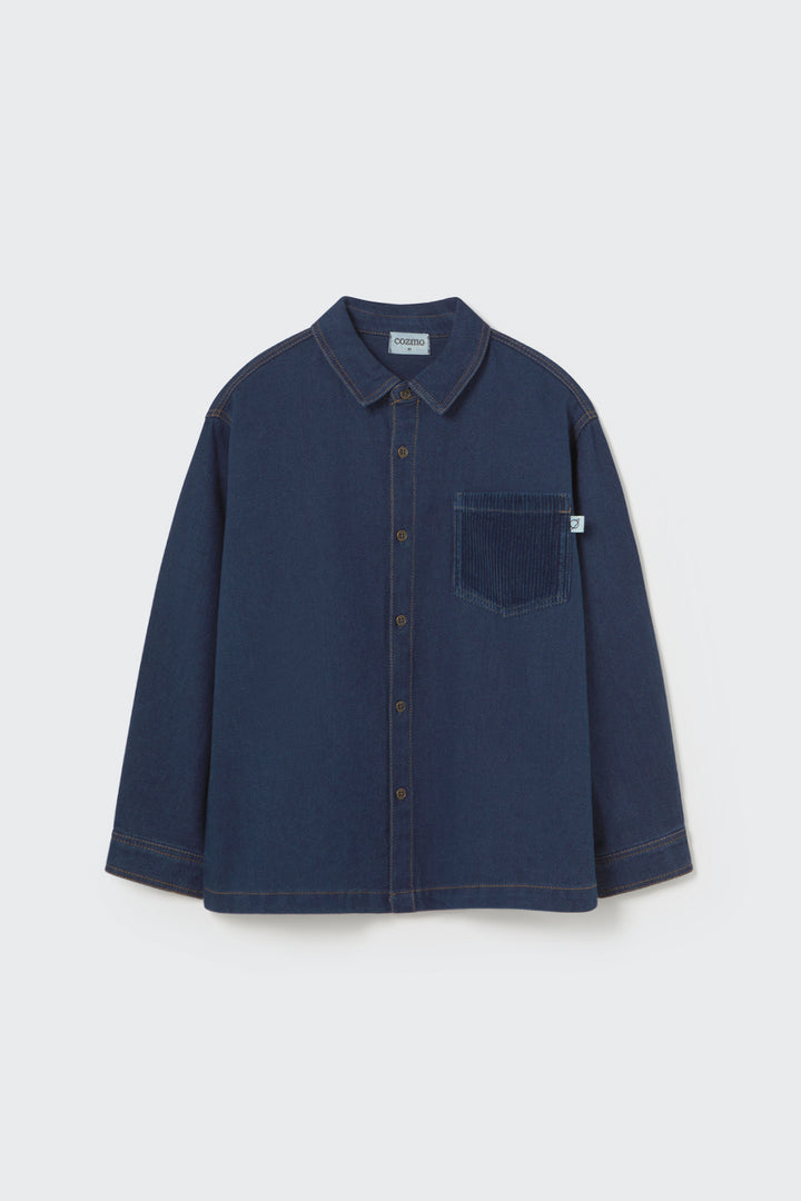 GREGK288w5-Dobby denim shirt-denim