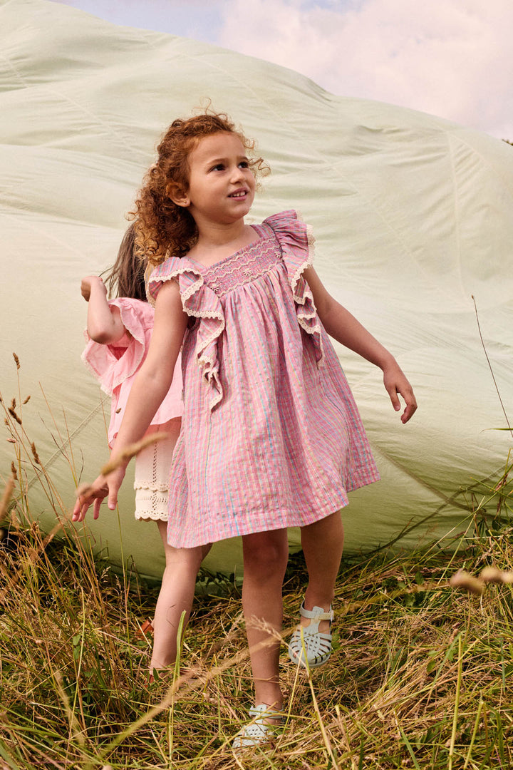 DRESS MARTINE PINK POMELO CHECKS