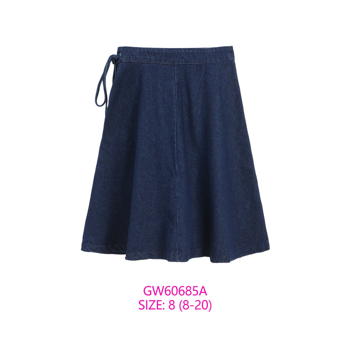 GW60685A-BLUE DENIM TIE SKIRT