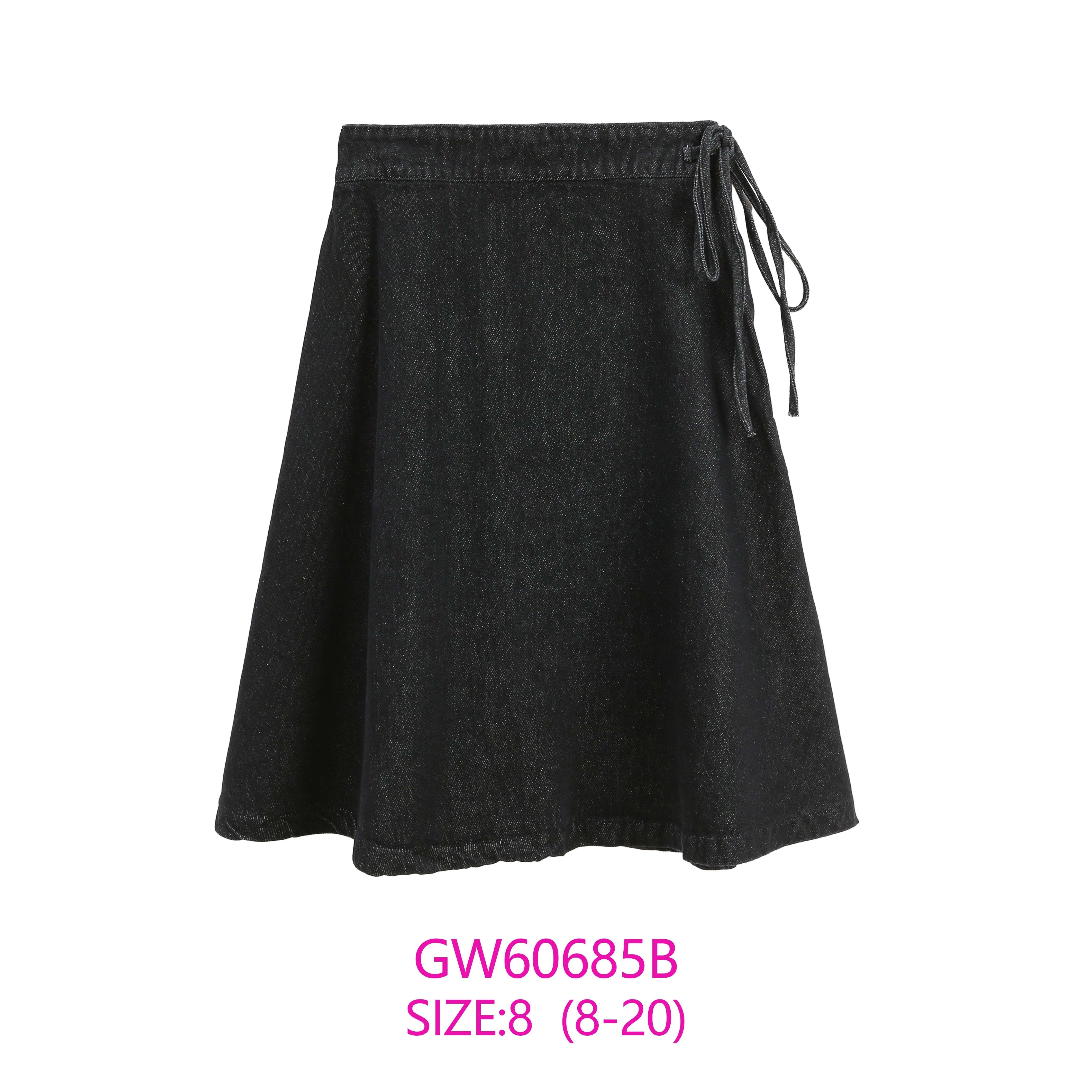 GW60685B-BLACK DENIM TIE SKIRT – whoopikids
