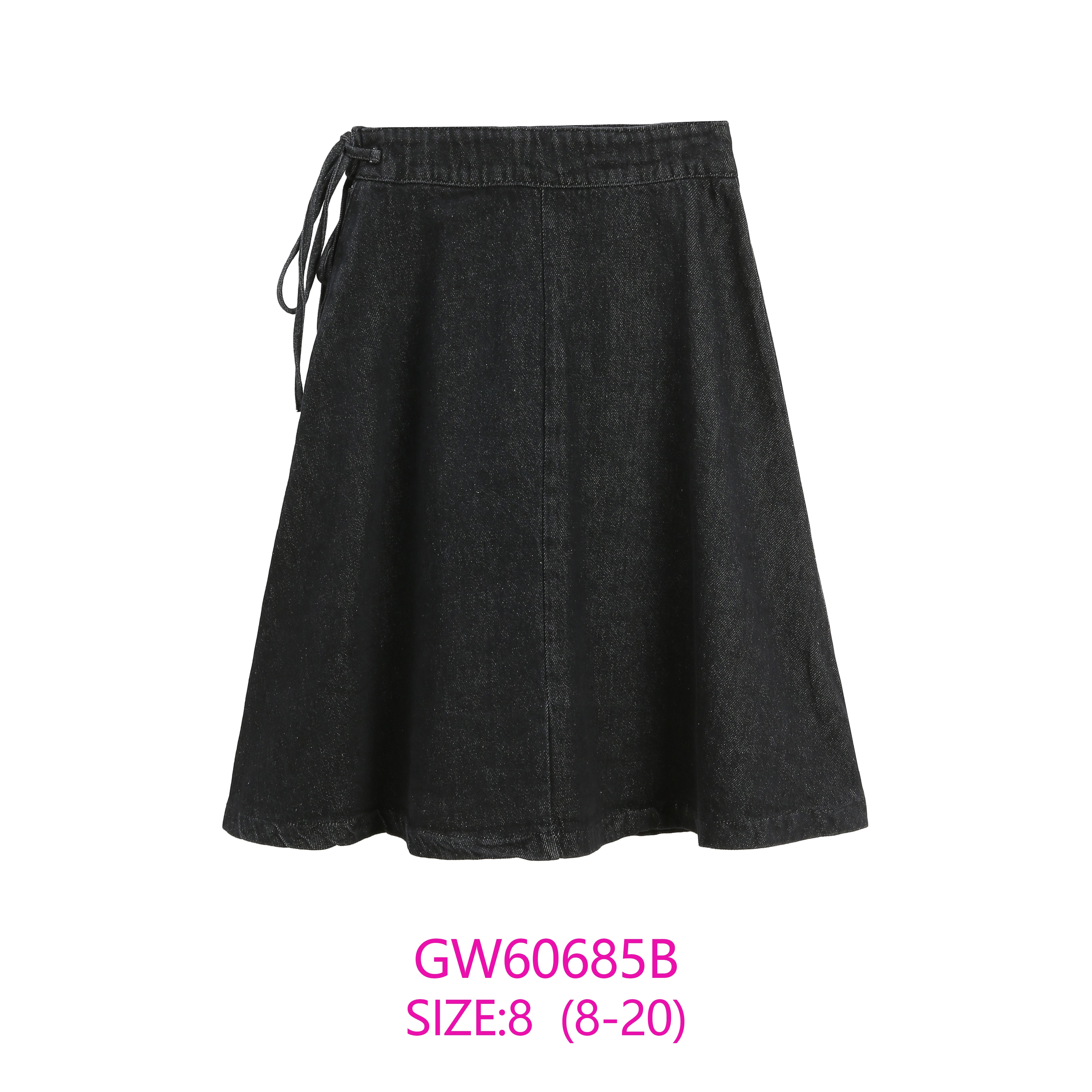 GW60685B-BLACK DENIM TIE SKIRT – whoopikids