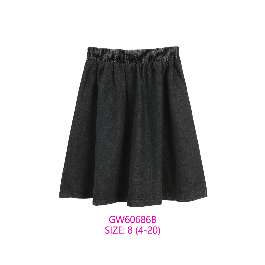 GW60686B-BLACK DENIM SKIRT